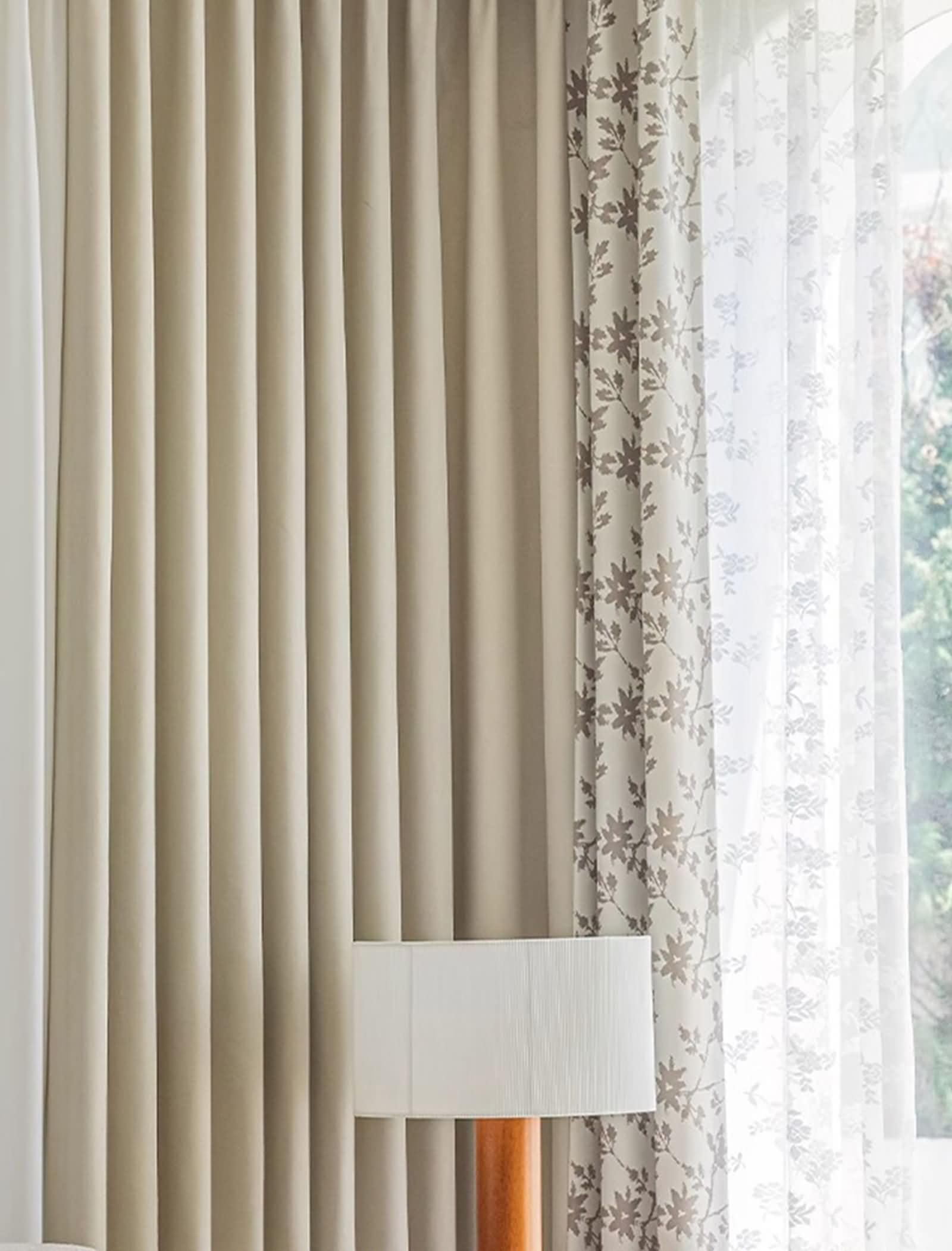 Homxi Bedroom Blackout Curtains 2 Panels,2 x 34W x 84H,Modern Drapes Beige Splicing Flower Pattern Bedroom Curtain Grommet