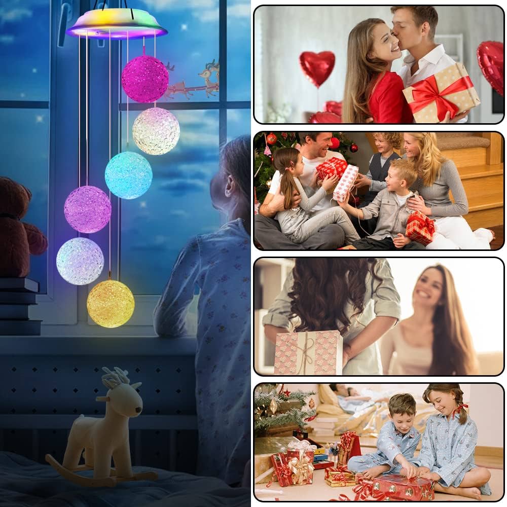 Campanello Eolico Solare A LED Con Cambio Colore - Forma Cuore, Impermeabile, Per Giardino