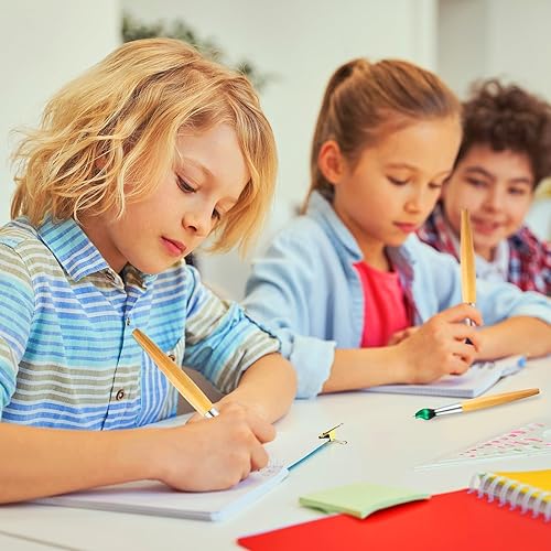 Miniatura 5 de Colarr 50 bolígrafos de pincel de bambú con forma de pincel de bambú, bolígrafos retráctiles de tinta para actividades artísticas, regalos para