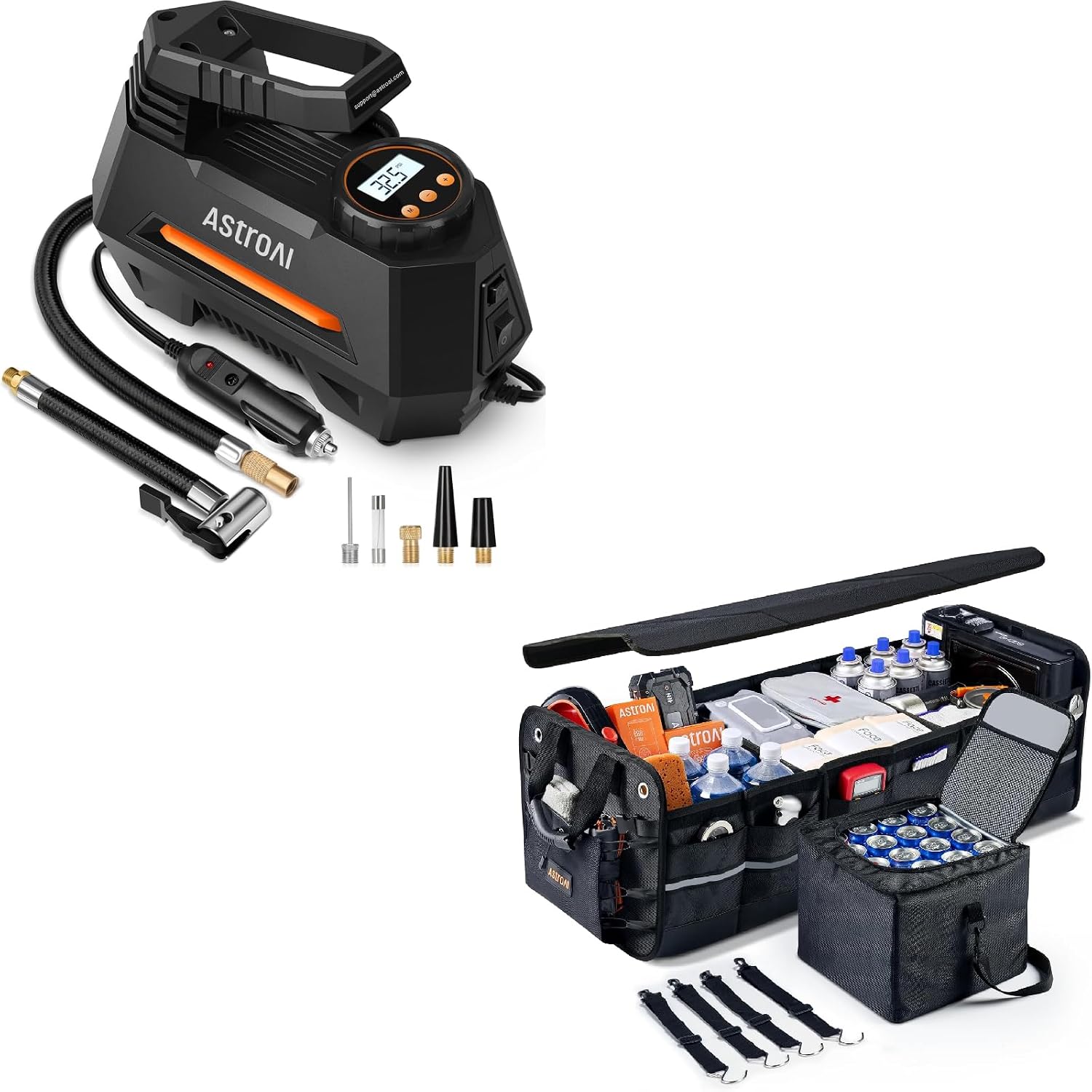AstroAI AIRUN H Tire Inflator Portable Car Trunk Organizer Storage for SUV, Truck, Pickup