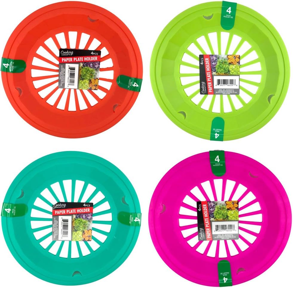 Paper Plate Holders Plastic 16 Piece Set Teal, Orange