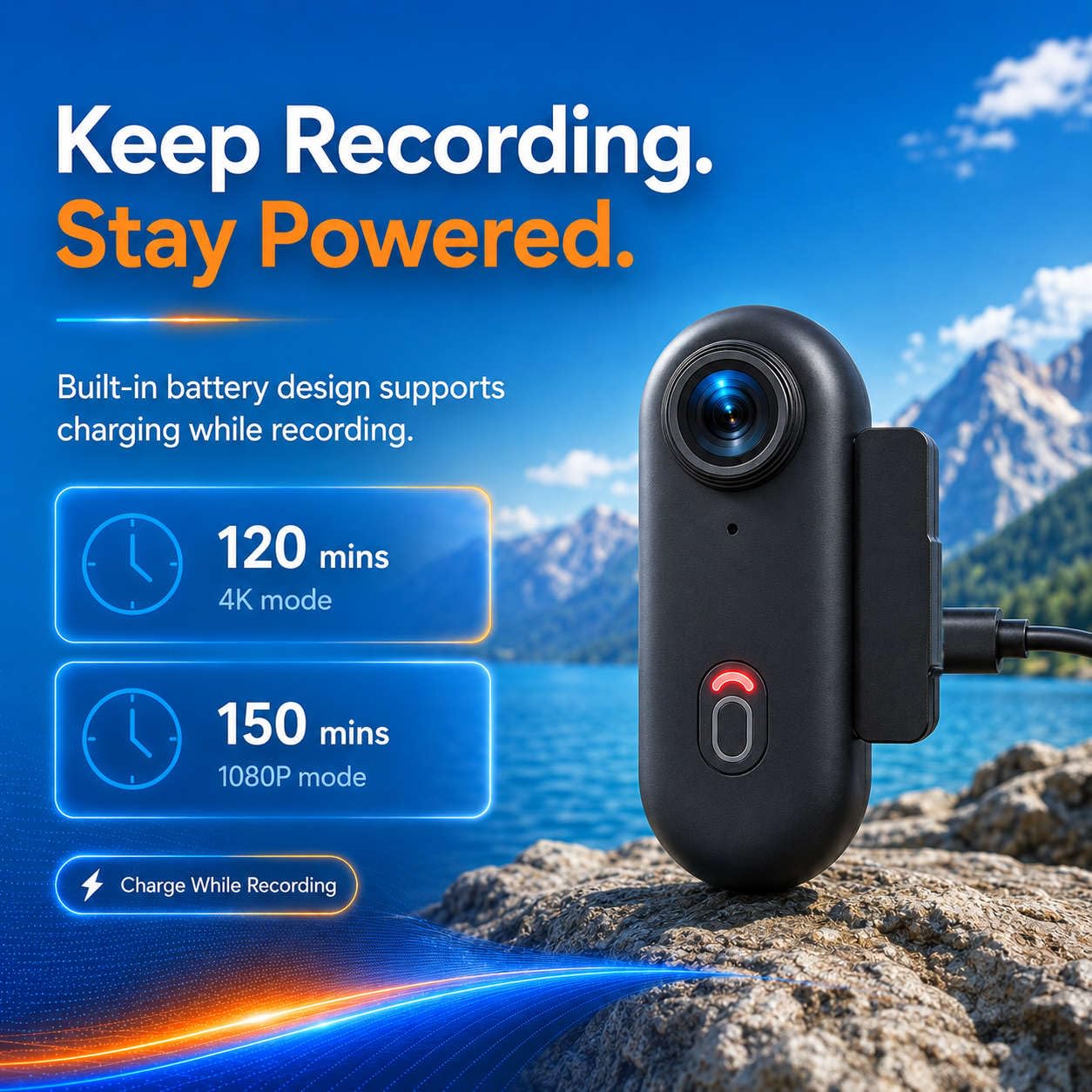 H88 4K Body Camera con registrazione audio e video, videocamera impermeabile 4K, magnetica e clip a 360°, batteria 120 min per ciclismo, passeggiate con animali domestici (4K-Pro-64G)