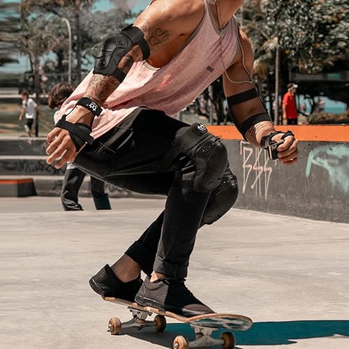 Miniatura 6 de boruizhen Rodilleras y coderas para niños y adultos y jóvenes con muñequeras 3 en 1, conjunto de equipo de protección para patineta, ciclismo, BMX,