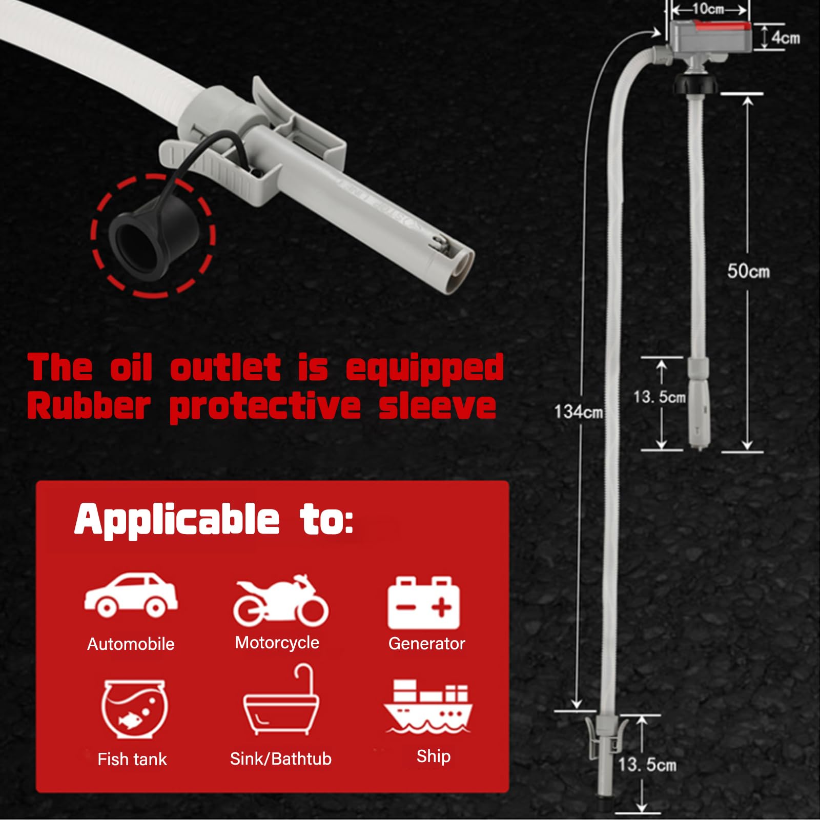 Pompa del carburante con sensore di arresto automatico, pompa di trasferimento del carburante (12 l/min) USB pompa elettrica a benzina con 4 dimensioni adattatori e tubo, pompa di trasferimento per