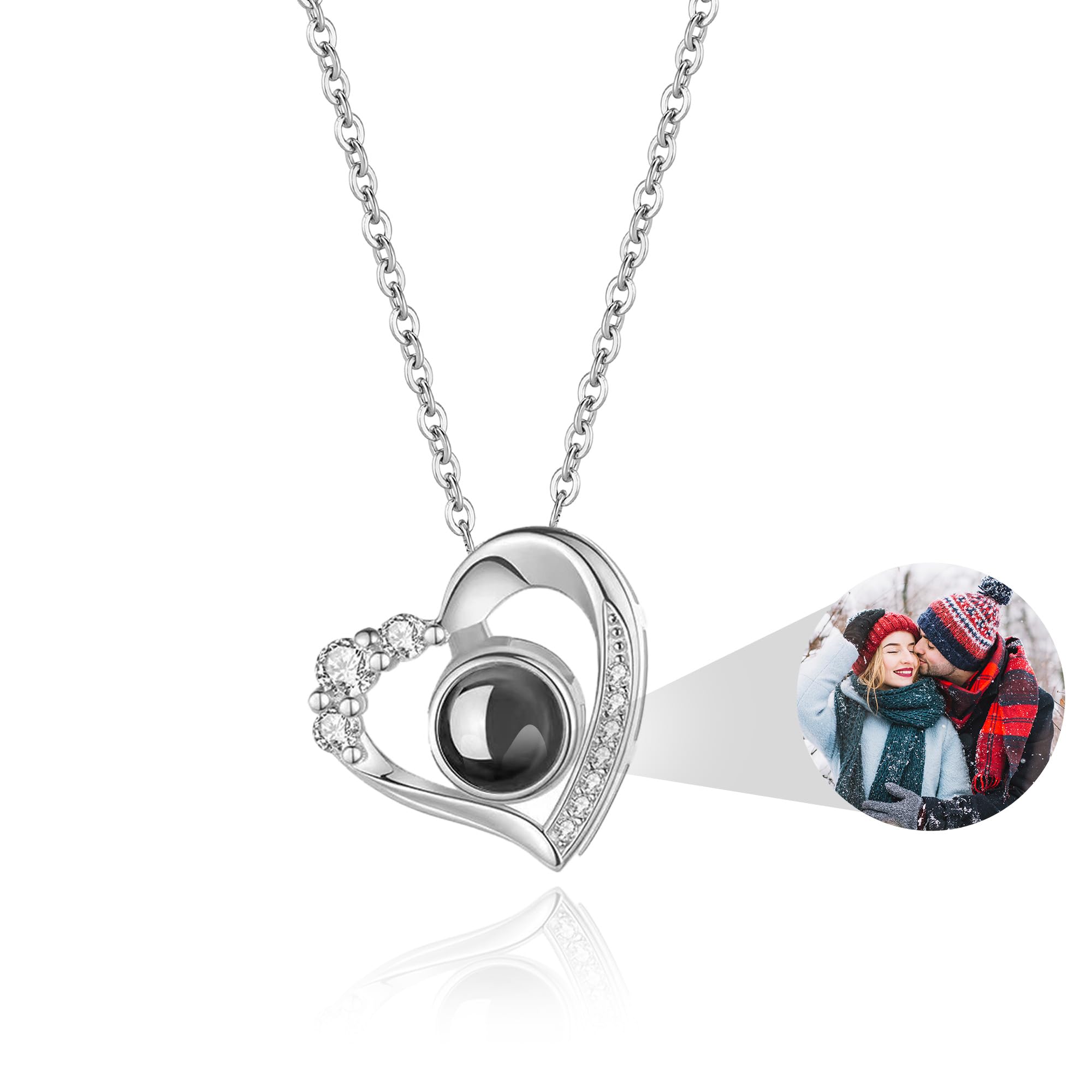 Easycosy Collar con Foto Personalizada para Mujer, Collar con Colgante Personalizado - Proyección con Imagen, Regalos Originales para Mujer, Esposa, Mamá, Aniversarios de Cumpleaños