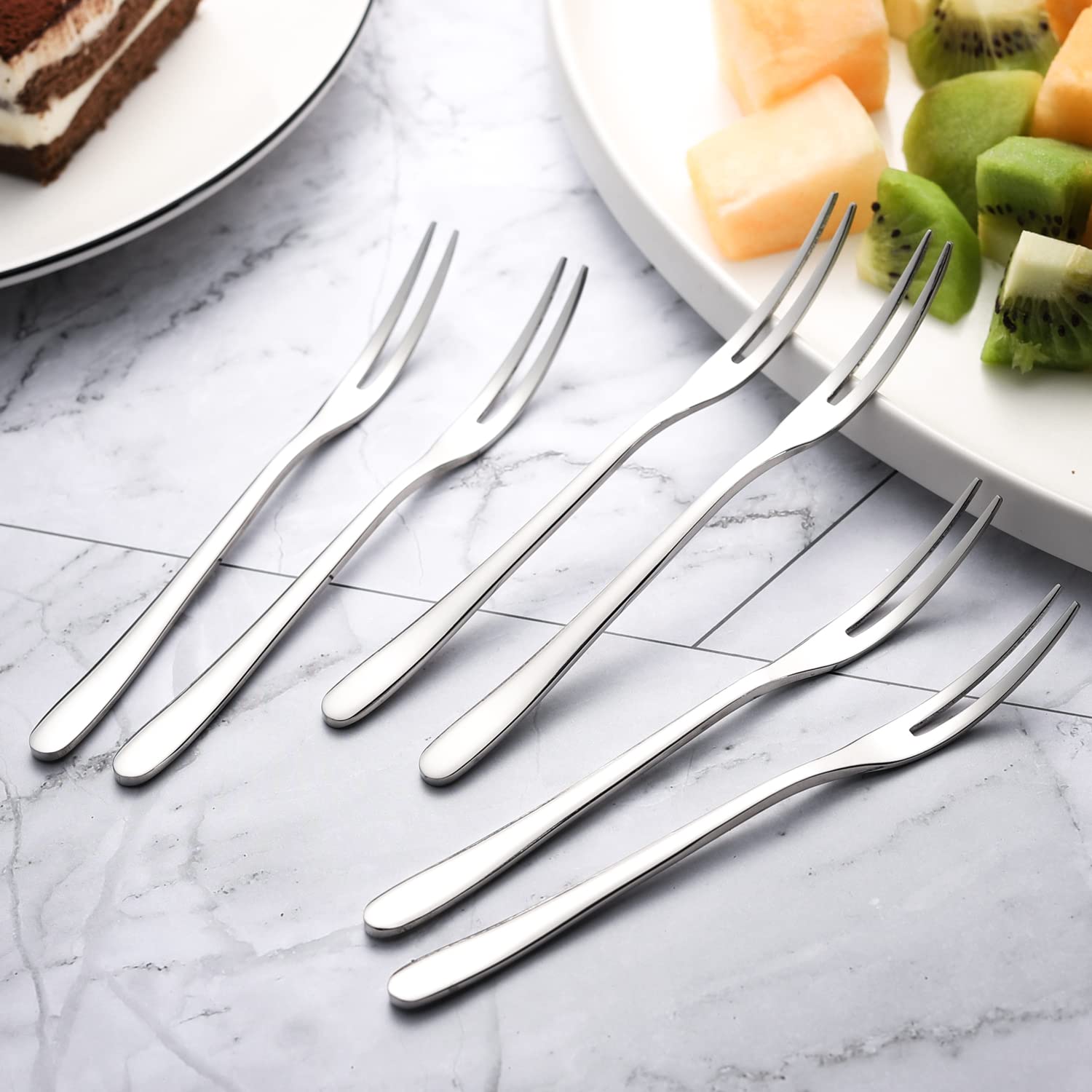Forchette Da Cocktail In Acciaio Inox, 12 Pezzi, Per Frutta E Dessert, Lucidate A Specchio, Ideali Per Feste E Ristoranti