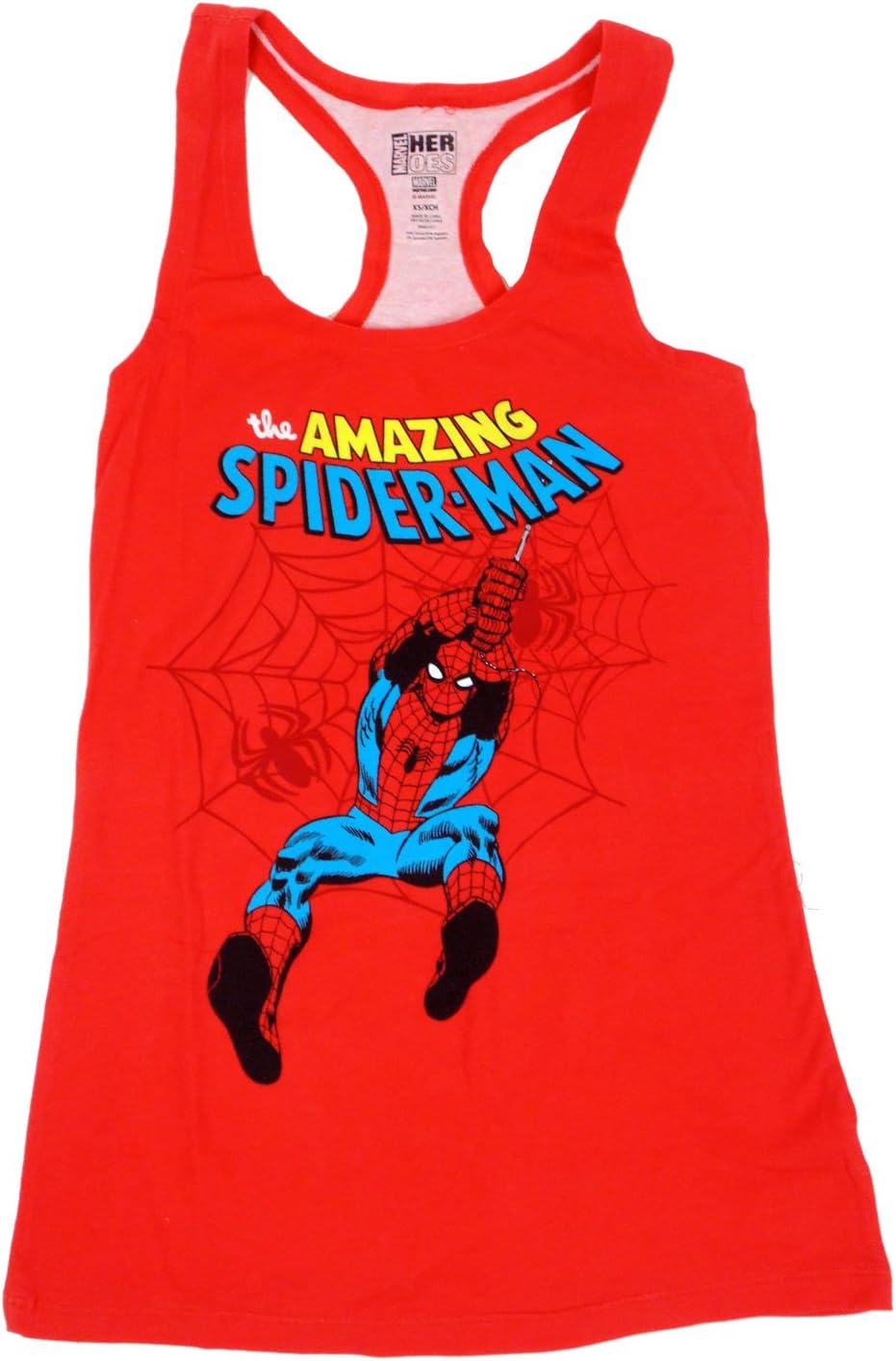 ThatWear The Amazing Spiderman Juniors Racer Back Tank-Top Xtra-Small Red