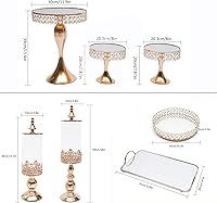 Vista 8 de Soporte para tartas, juego de soporte para tartas, exhibición de platos de postre de cristal para cupcakes, soporte de mesa de postre de metal