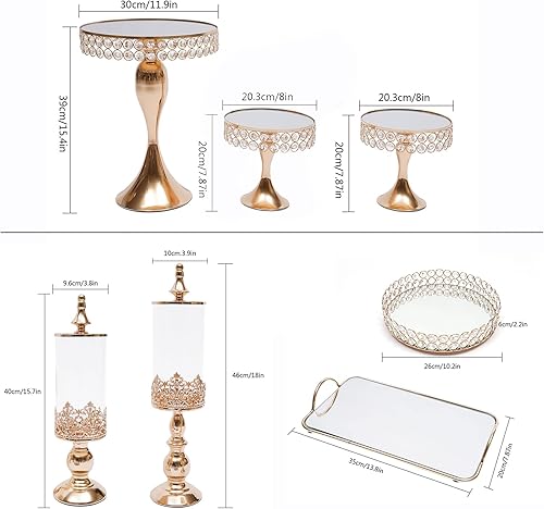 Miniatura 8 de Soporte para tartas, juego de soporte para tartas, exhibición de platos de postre de cristal para cupcakes, soporte de mesa de postre de metal para