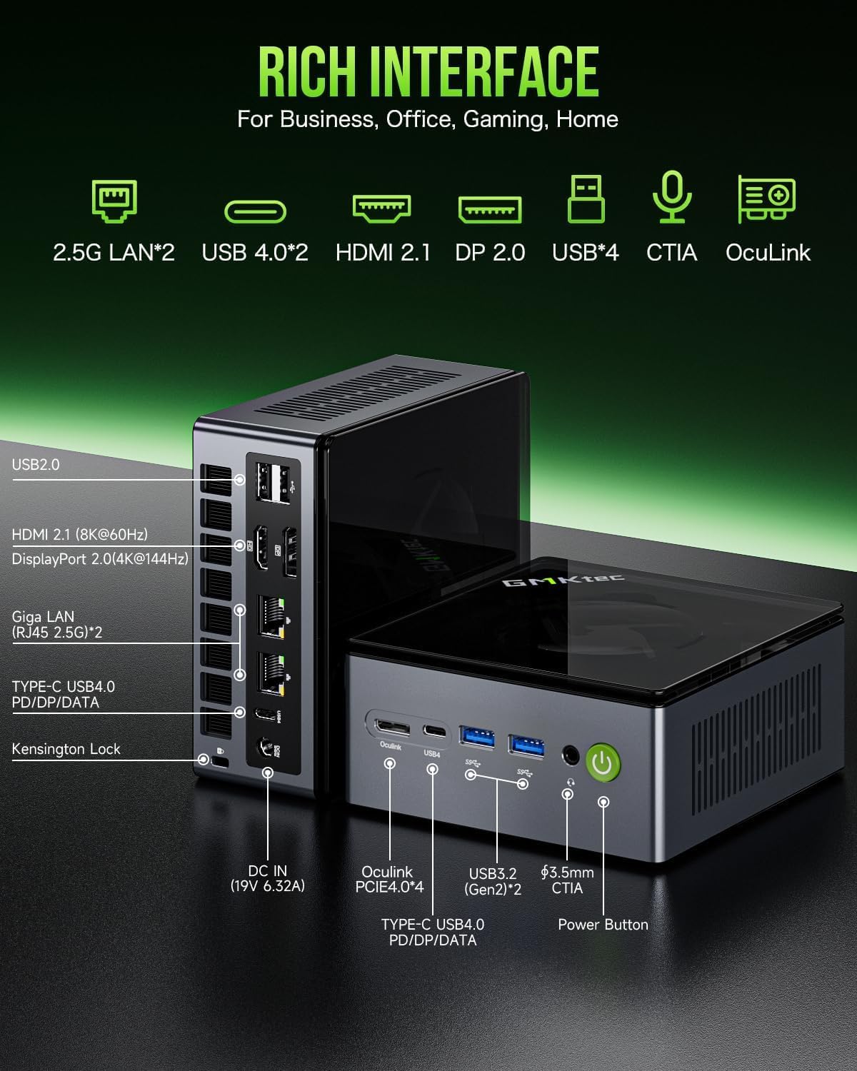 71+uP6WQEsL._AC_SL1500_ GMKtec Mini Gaming PC AMD Ryzen 7 Pro 6850H (8C/16T 4.70Ghz) 16GB DDR5(8GB*2) 1TB PCIe M.2 SSD Oculink Mini Computers Dual NIC Intel i226V 2.5Gbps/ Dual USB4/ 8K HDMI 2.1 Quad Display/USB-C NUCBOX M7