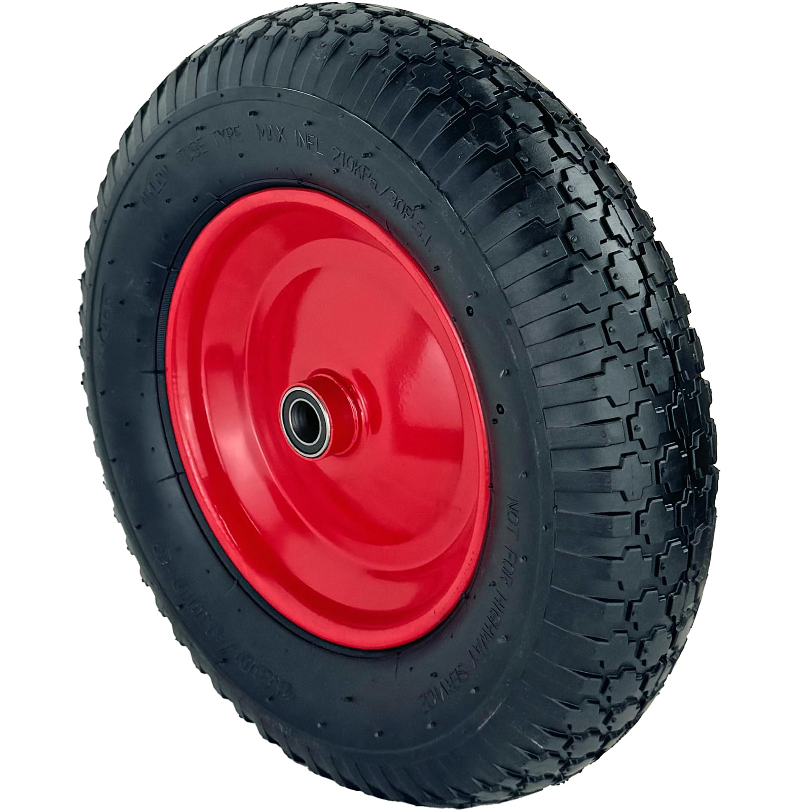 TRUTZHOLM 4x Schubkarrenrad 390x95 mm 4.80 4.00-8 | Nabenlänge 75mm, Luftbereifung, inkl. Achse, Ersatzrad 4PR Metallfelge, 200 kg