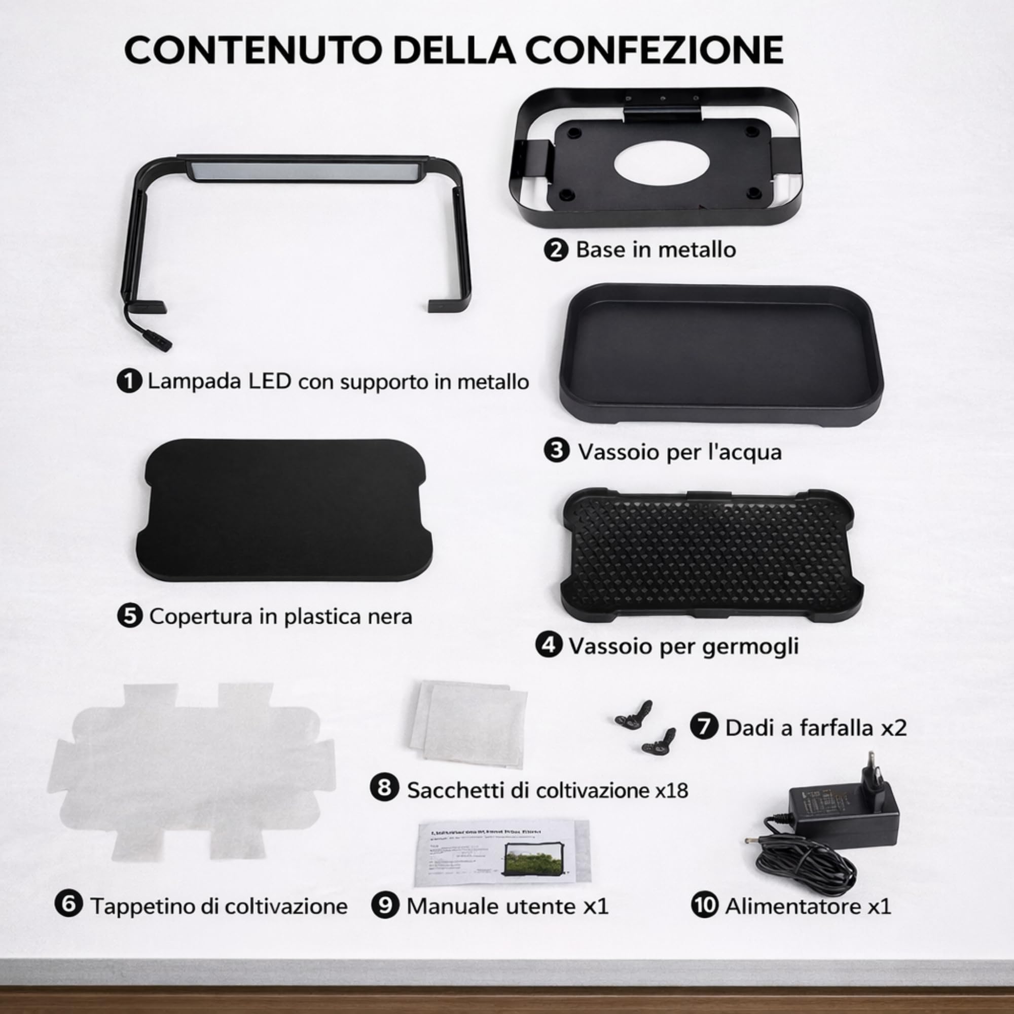 Idroponica Microgreen Indoor con Luce LED Automatica 12h per La CRESCITA OMOGENEA - Kit Idroponico Auto Irrigante con Sacchi Biodegradabili - Mini Serra Compatto per Casa - Capacità 1kg