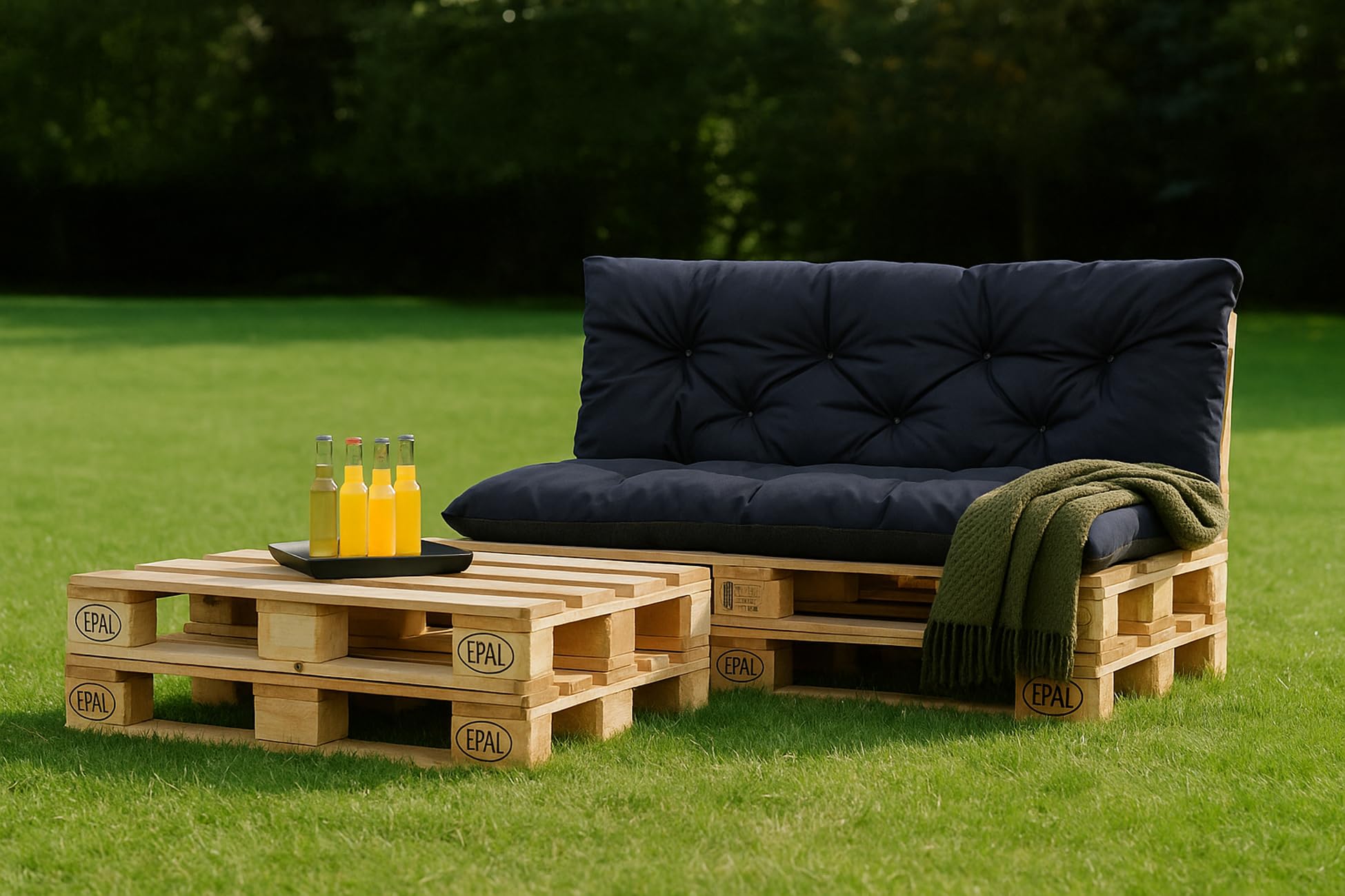 Cuscini Per Pallet Esterni, Set 120x80 + 120x60 Cm, Colore Meringa, Federe In Poliestere Con Imbottito In Poliuretano, Lavabili - 5