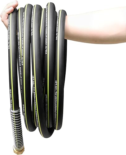 Manguera de agua de jardín de goma de 25 pies, manguera de jardín a prueba de fugas de 58 pulgadas con conector de latón, manguera flexible para