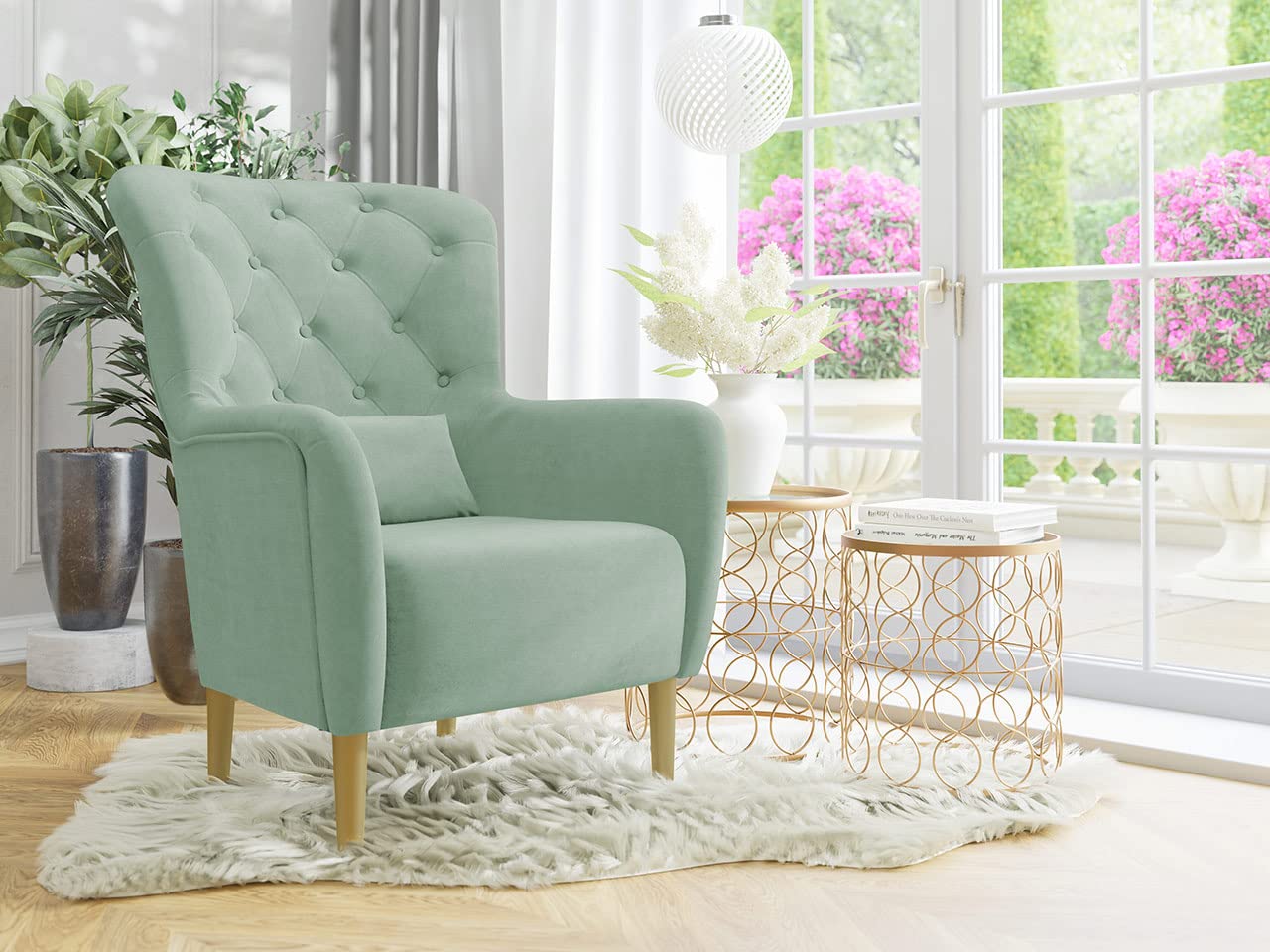 Mirjan24 Anaser Fauteuil de relaxation avec coussin, canapé rembourré, canapé de loisirs, fauteuil à bras, dossier matelassé, fauteuil de relaxation, fauteuil de télévision, fauteuil lounge avec