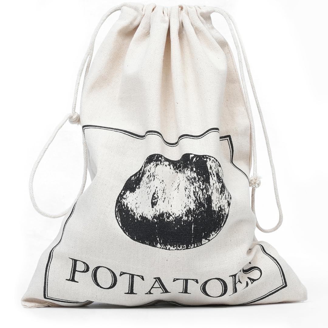 Winsome Beige Potato Onion Storage Bags | Vegetable & Food Storage Canvas Bags With Drawstring Closure | Potato Bags & Onion Bags For Easy Storage (Potato Storage Bag)