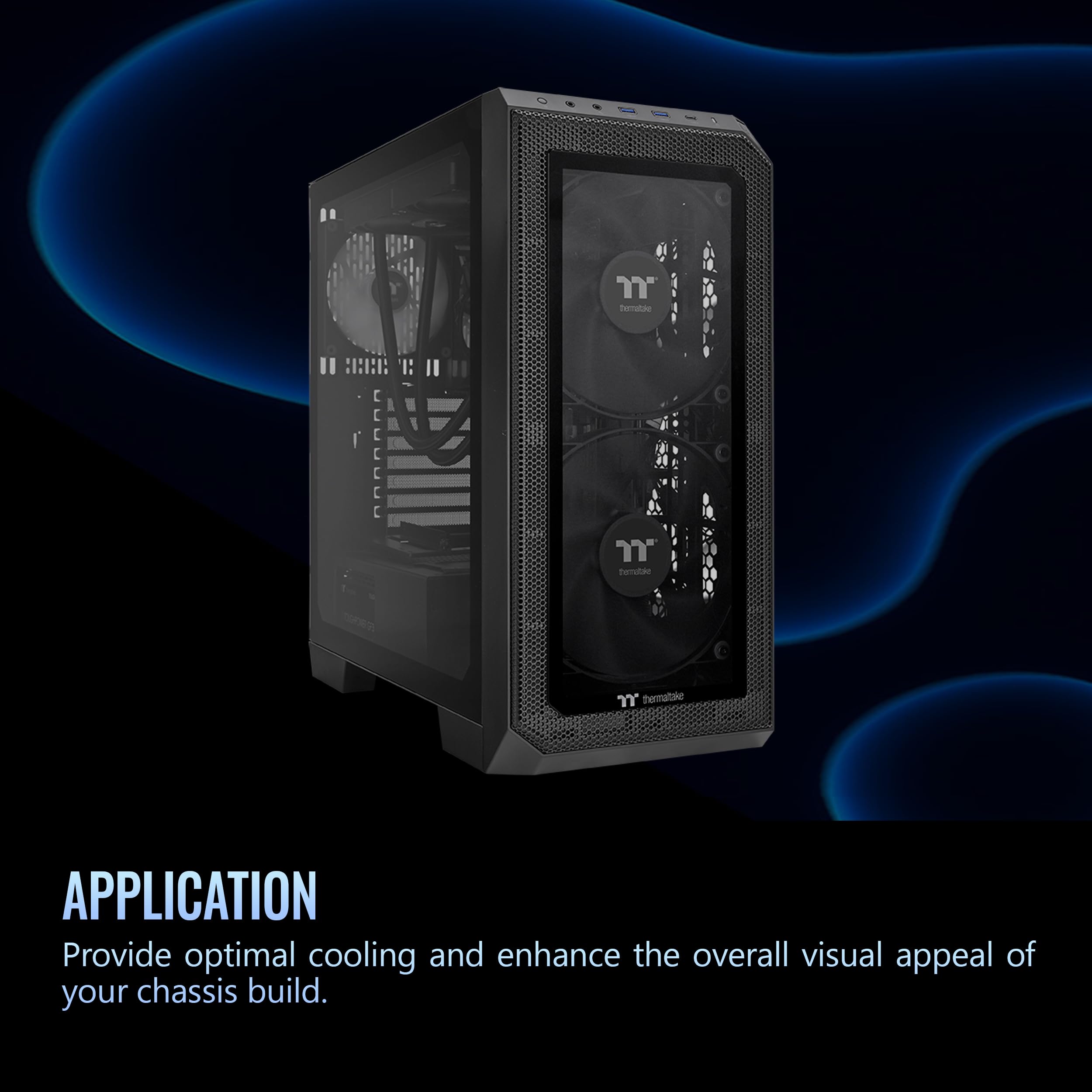 Thermaltake CT200 PWM Ventilateur Single Pack, PWM contrôlé 500~900 tr/min, débit d'air 131,6 CFM, roulement hydraulique, ventilateur de boîtier, 200 mm x 200 mm x 30 mm, noir, CL-F177-PL20BL-A