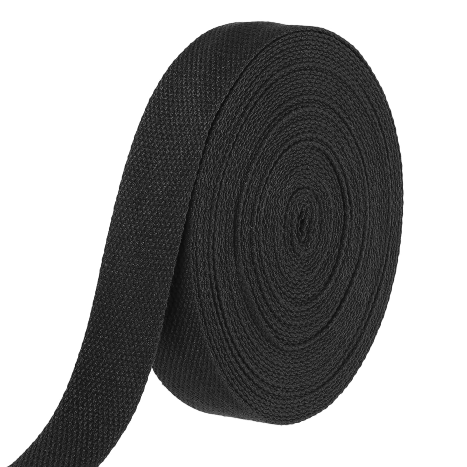 sourcing map Cotton Webbing 32mm x 10m (W x L) Polyester Cotton Weave Webbing Strap Twill Tape Ribbon for Art and Crafts Webbing Tote Bag Handles Cloth Belt Making Outdoor Supplies, Black