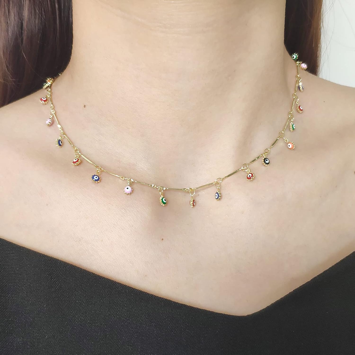 YANCHUN Evil Eye Necklace Blue Evil Eye Choker Ojo Hamsa Pendant Necklace Lucky Turkish Protection Jewelry Gift for Women Birthday Gifts - Image 4