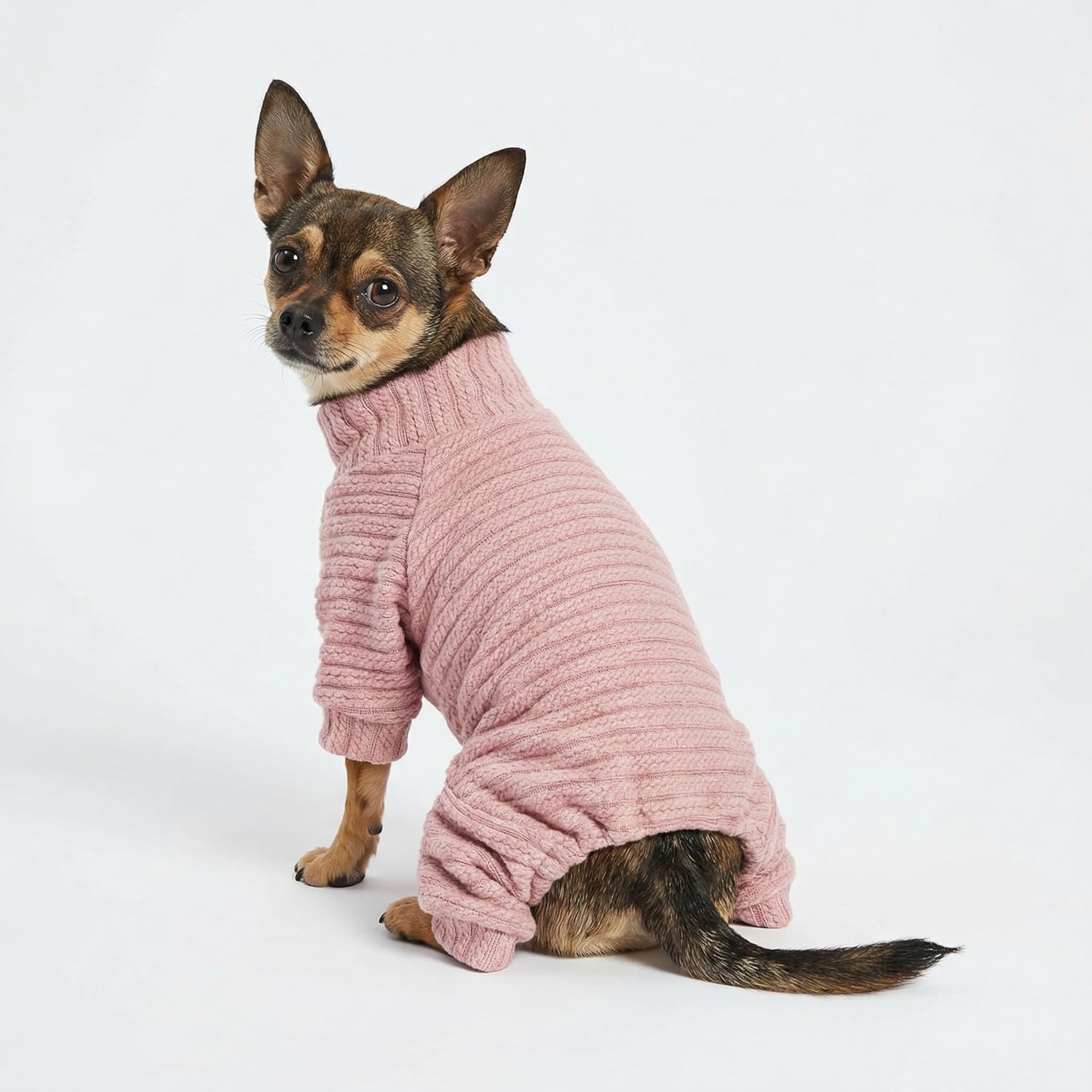 Fitwarm Turtleneck Knitted Dog Sweater Puppy Pajamas Thermal Doggie Winter Clothes Knitwear Pet Coats Cat Apparel Pink XXL