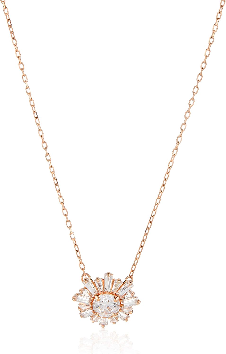 Swarovski Sunshine pendant, Sun, White, Rose gold-tone plated, Rose gold-tone plated,Zirconia/White