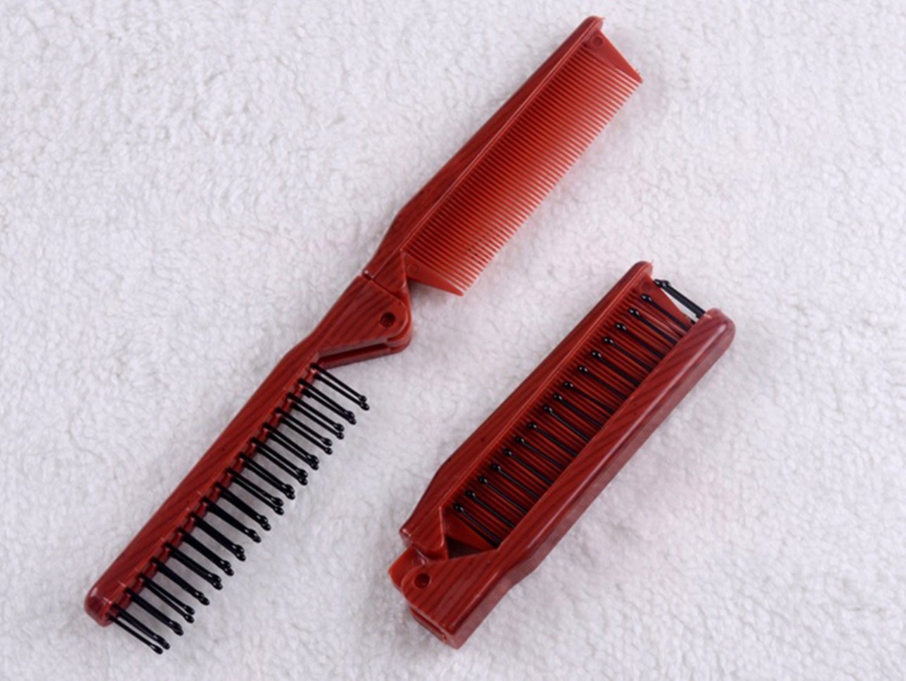 1 Pack Comb Hairbrush Beard Hair Brush Folding Anti-static Moustache Tools Combo Pocket Long Round Handle Holder Outstanding Popular Natural Grooming Women Travel Kit