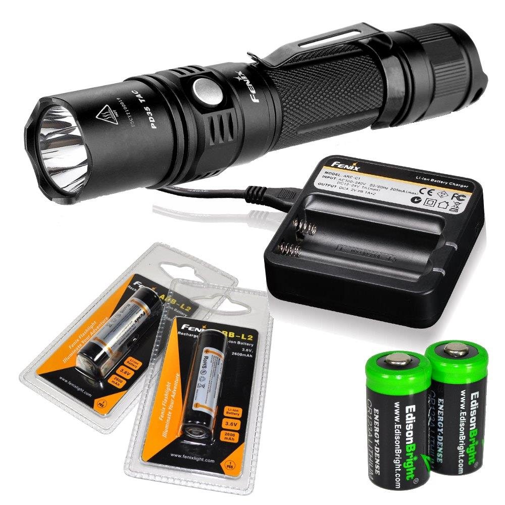 EdisonBright Fenix PD35 2015 Edition 1000 Lumen CREE XP-L LED Tactical Flashlight with 2X Fenix ARB-