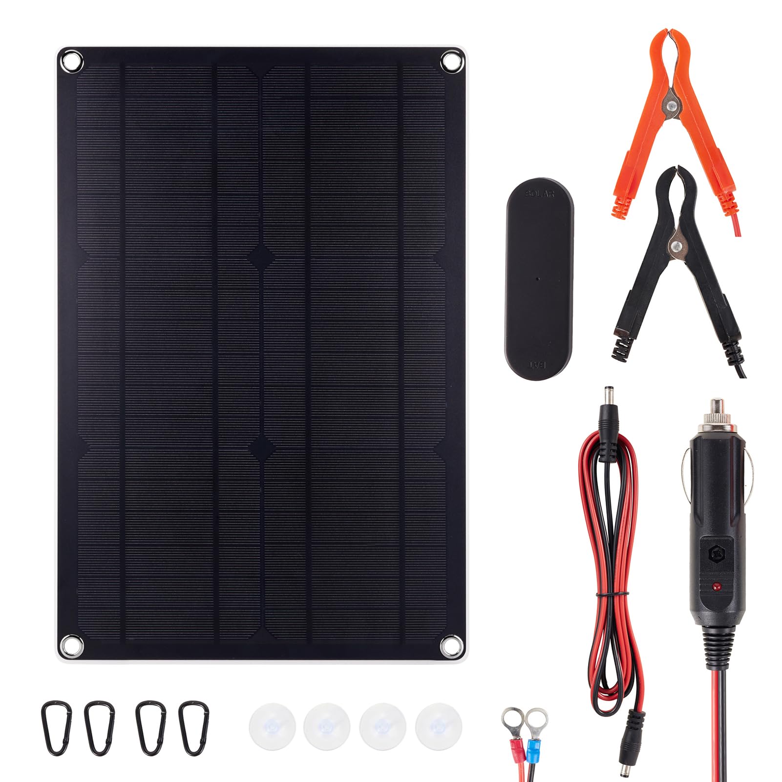 Aoresac Kit de Panel Solar Portátil de 20 W para Coche y Barco, Fuente Alimentación Solar Estable para Entusiastas del Aire Libre