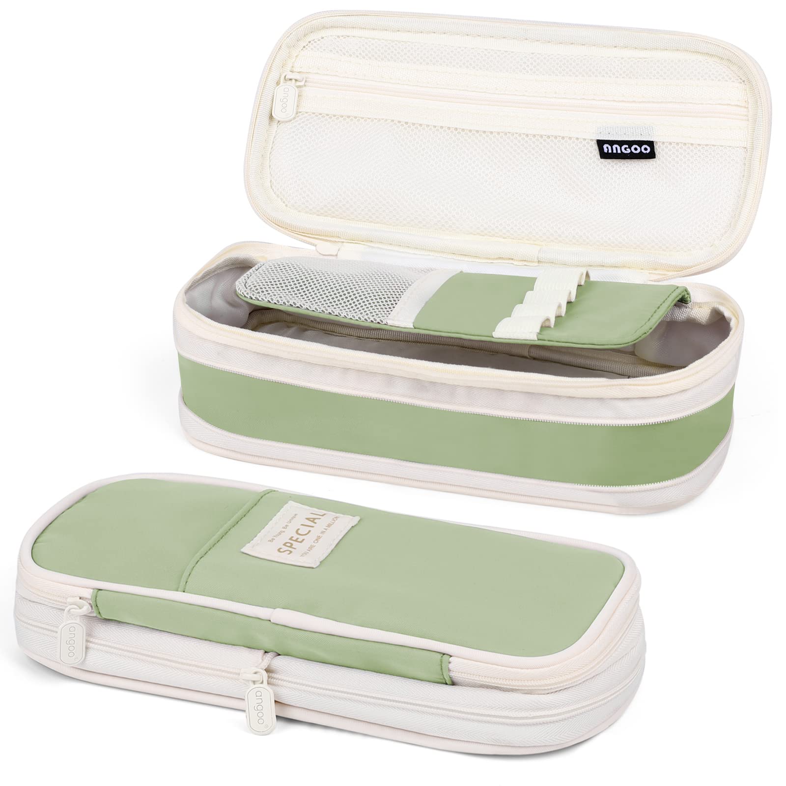 MamowlaPencil Case for Girls, Large Capacity Pencil Case, School & Office, Teenagers, Pen Bag, Gift (Light Green)