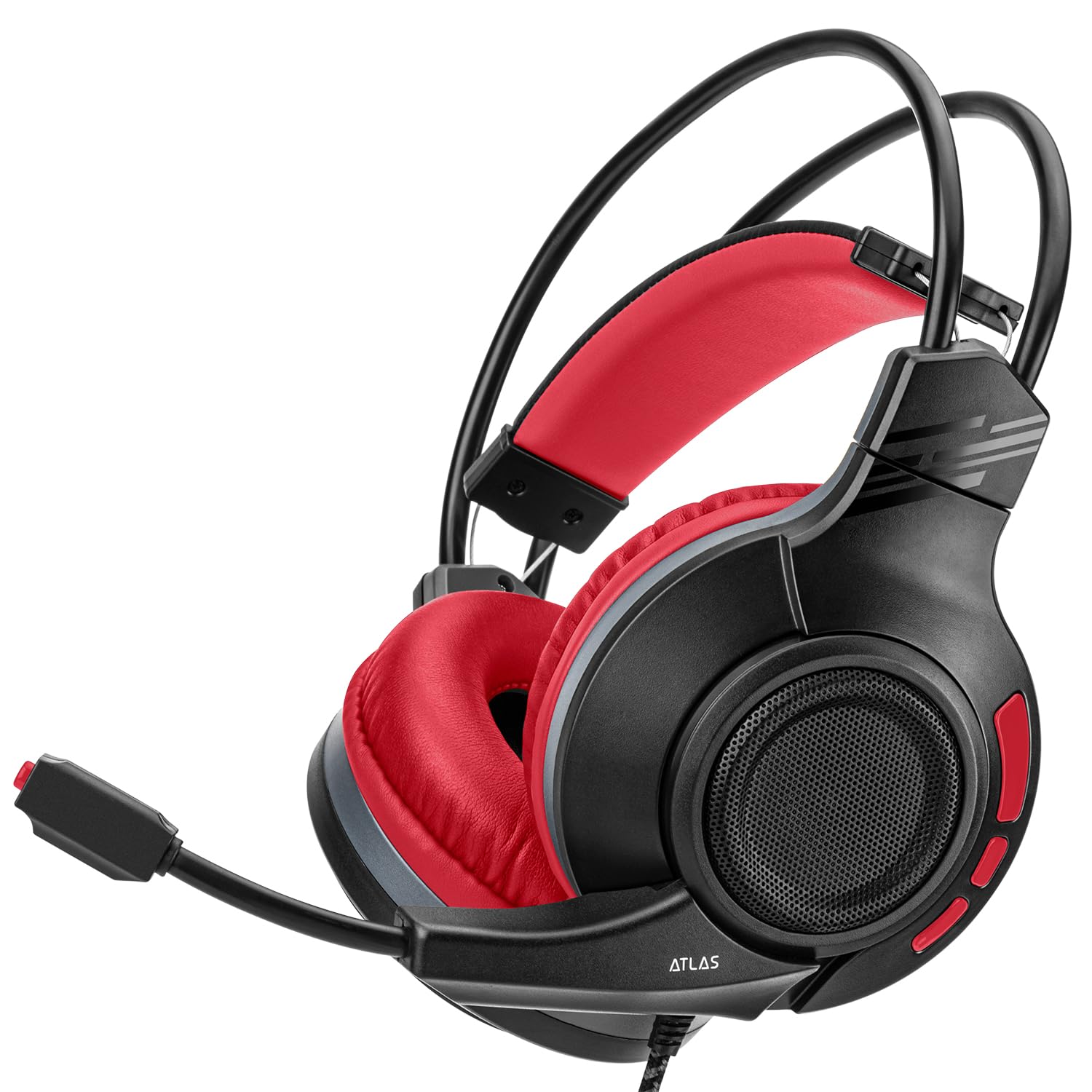 NiTHO Atlas Gaming Headset with Microphone, Over-Ear Stereo Headphones for Xbox Series X/S, Xbox One, PS5, PS4, Nintendo Switch, PC, Mobile, 3.5 mm Audio Jack, 50 mm Drivers - Red
