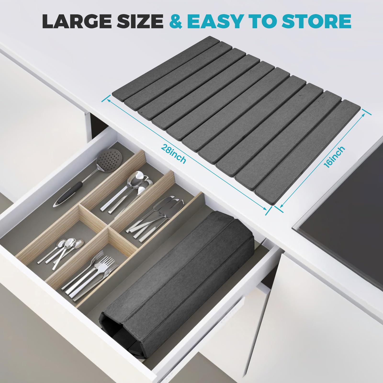 Extral Large Quick Dry Stone Drying Mat for Kitchen Counter,28x16 Inch Collapsible Eco-Friendly Absorbent Diatomaceous Earth Mat for Dishes Cups,Dish Drying Mats for Any Countertop ?