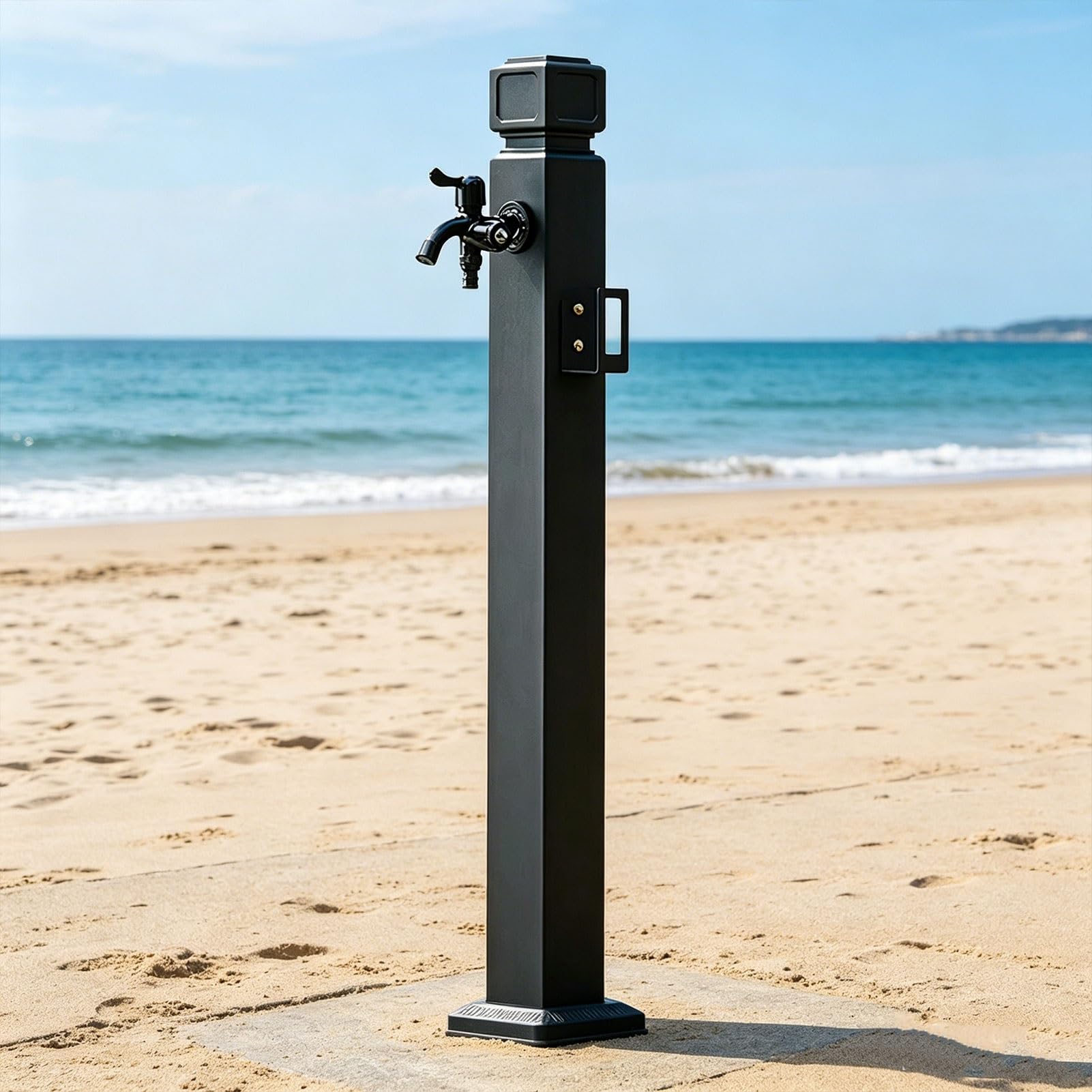 Zewnętrzna kolumna wodna ze stali nierdzewnej 304,wolnostojący hydrant z czarnego podwórza,zewnętrzna kolumna wodna z kranem i pistoletem natryskowym,do trawnika ogrodowego(A,Height: 60cm/23.6in)