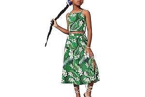 Tropical Floral Print 2 Piece Hawaiian Outfits for Girls