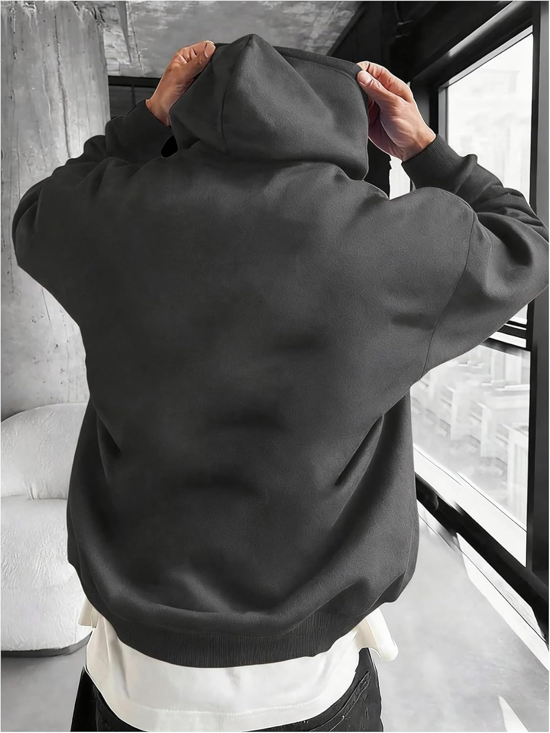 SHENHE Men's Graphic Hoodie Pullover Loose Fit Vintage Fall Fleece Hooded Sweatshirt - Image 2