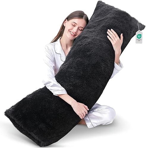 Cheer Collection Almohada de cuerpo largo de pelo lanudo Almohada lumbar de piel sintética súper suave y afelpada para decoración de sofá o cama, Cheer Collection Almohada de cuerpo largo de pelo lanudo Almohada lumbar de piel sintética súper suave y afelpada para decoración de sofá o cama,
