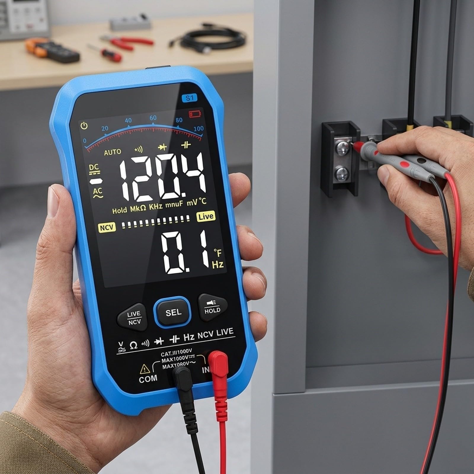 Multimetro True per rms con Display e per torcia LED Multimetro