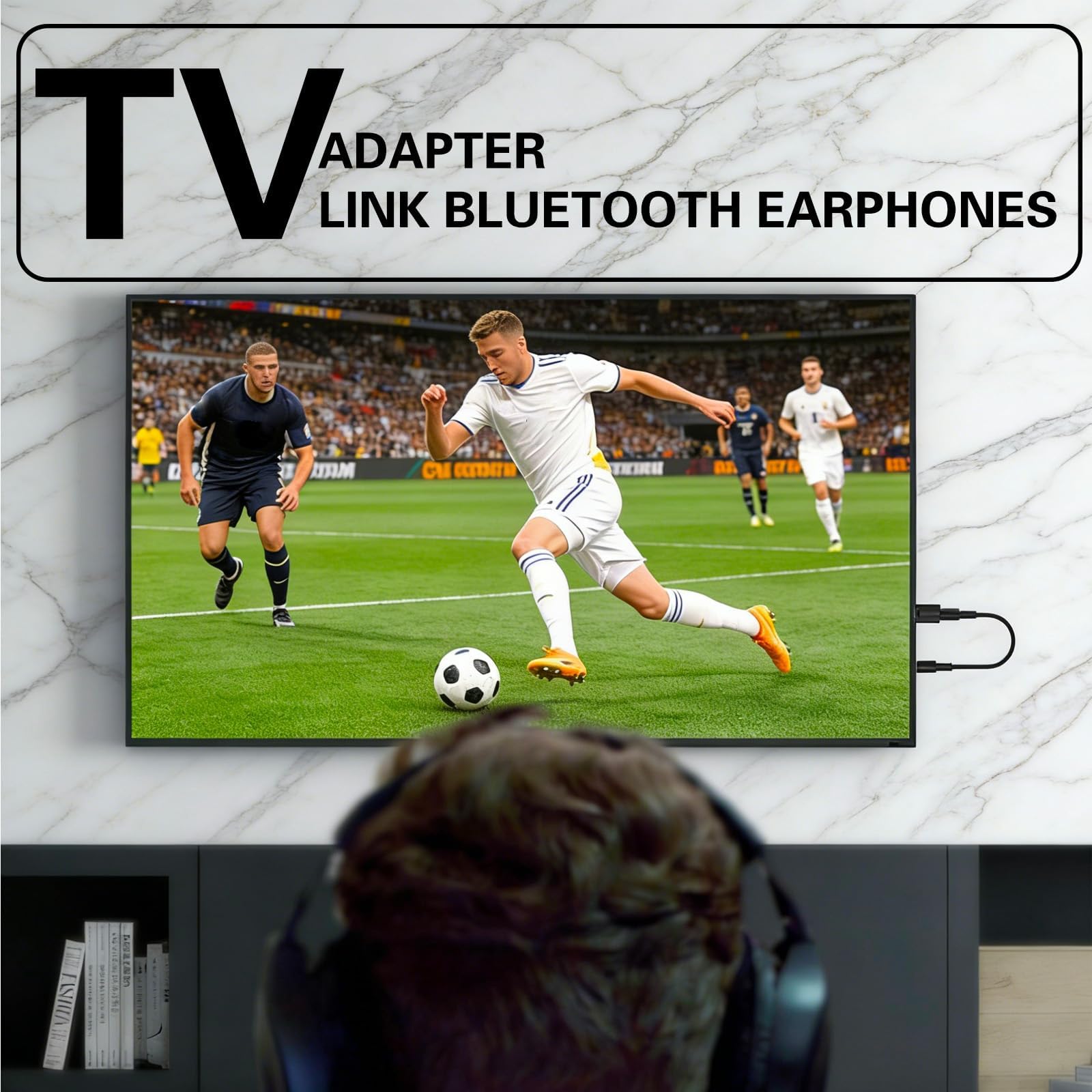 Bluetooth Adapter for TV, Bluetooth Transmitter for TV USB Bluetooth Adapter for PC, USB Bluetooth Adapter for Car, Wireless Audio Solution for Home Living Room Car Office Use — view 4