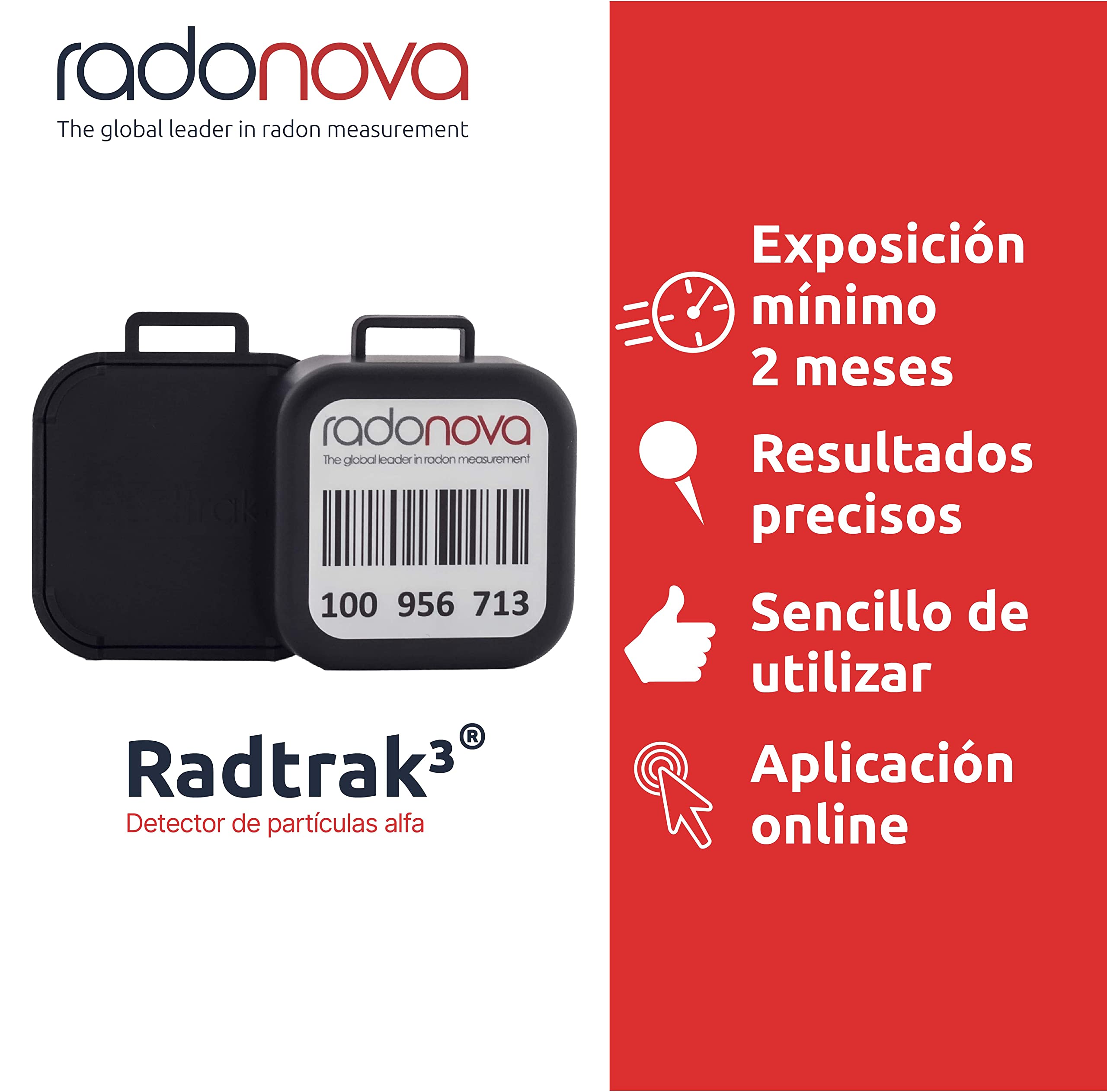 Radtrak³ - Medida de Radón de Larga exposición en Edificios | Resultados fiables y rápidos | Informe de análisis y Medida Incluido Viviendas (3 detectores)