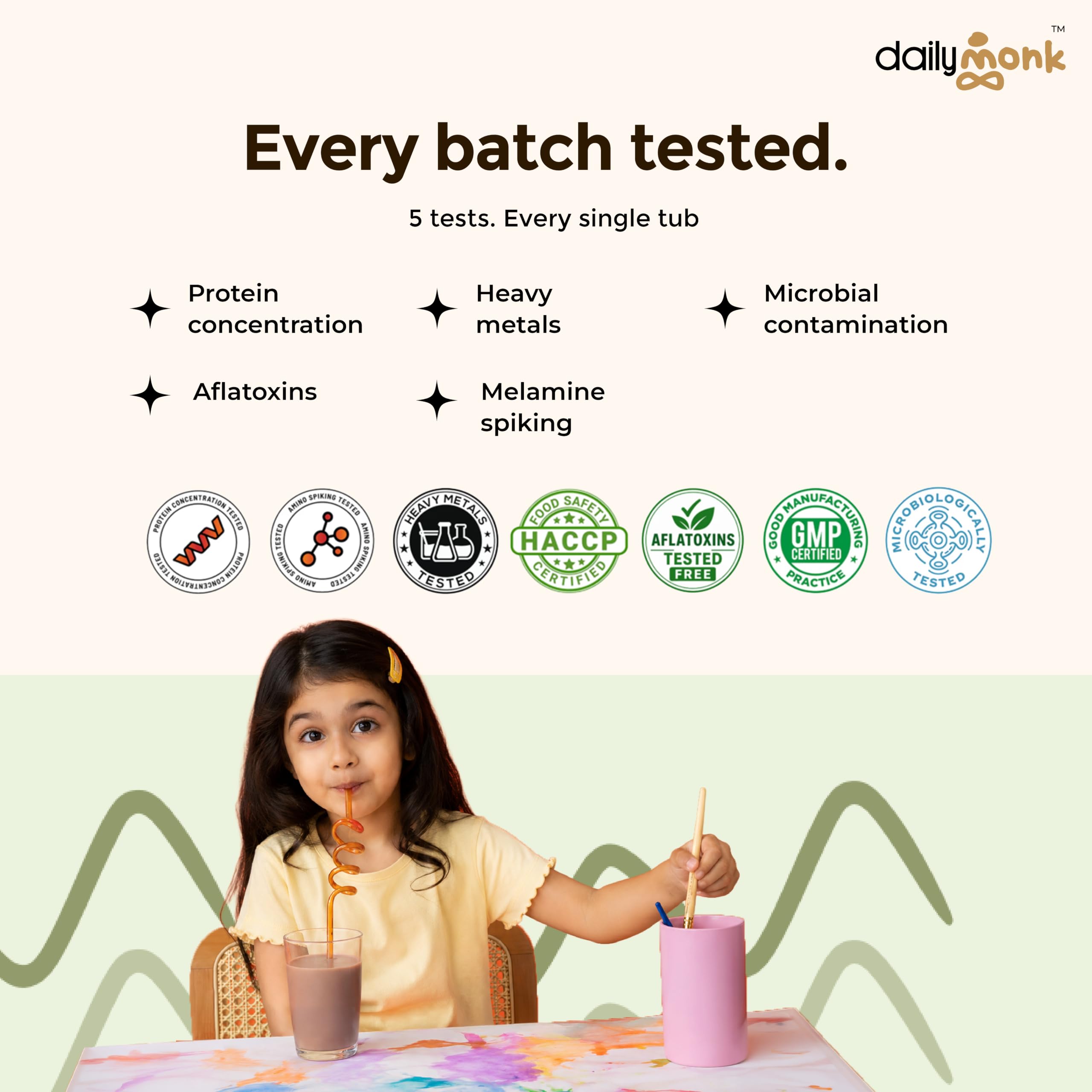 DailyMonk Kids Nutritional Powder Chocolate Caramel (7+ Years) | 11.5g Protein | 22 Vitamins & Minerals | 200mg DHA | Probiotics | Plant-Based | Prebiotic Fiber | Sweetened with Stevia & Monk Fruit | Gut-Friendly | 400g — Amazon image 6