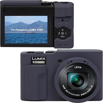 Canboc Protective Case for Panasonic LUMIX ZS99/ TZ99 Point and Shoot Camera, ZS99 Soft Silicone Cover with Removable Lens Cover, Dark Blue Case Only
