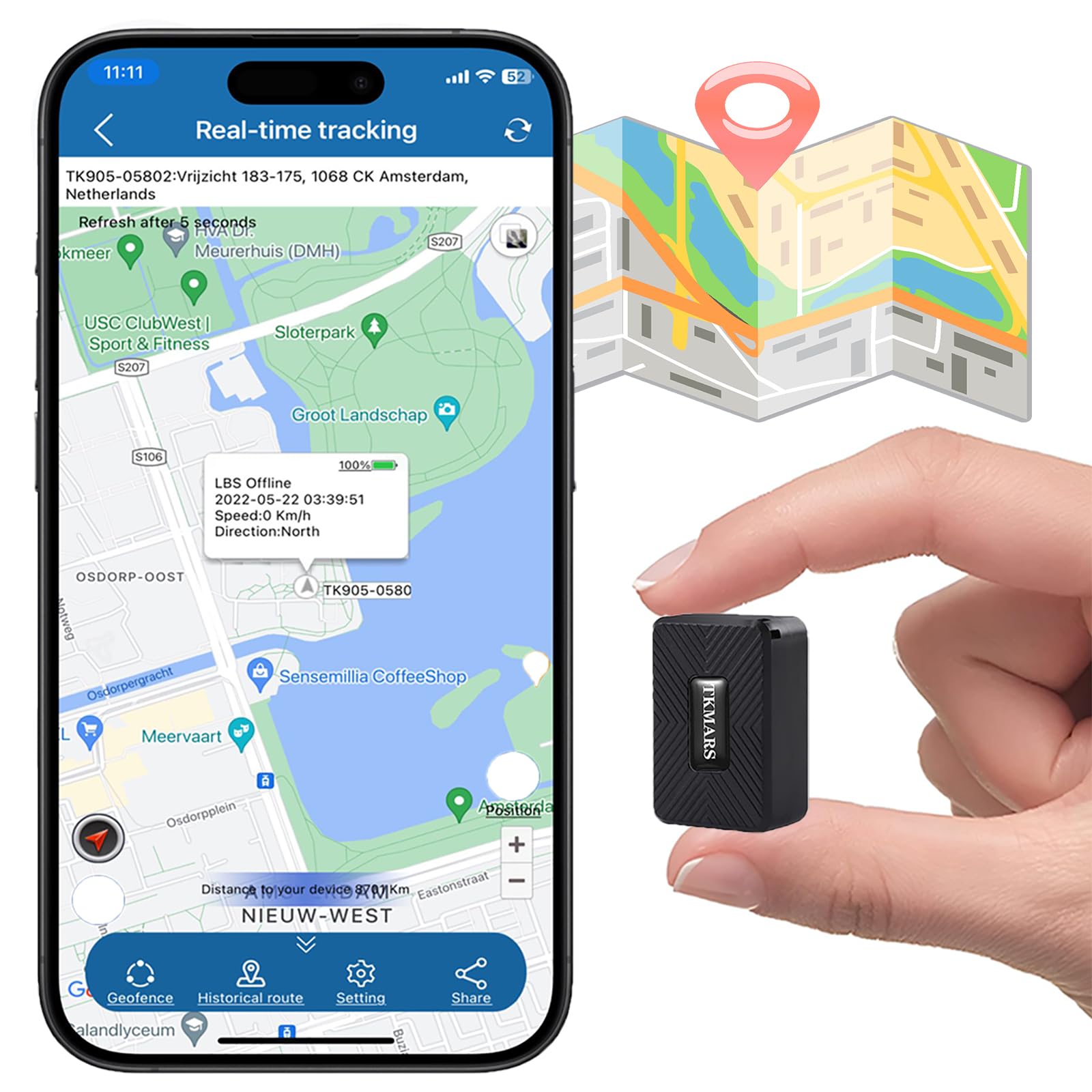 Micro localizador GPS Tracker para coche, moto mayores, mini GPS espía 1500 mAh posicionamiento cada 10 segundos antirrobo alarmas imán potente seguimiento global en tiempo real