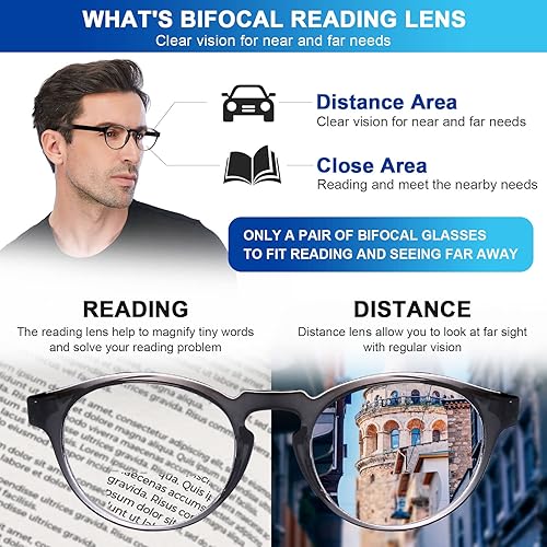 Miniatura 9 de AQWANO Lentes de lectura bifocales para hombre, bloqueo de luz azul, para lectores bifocales, para mujer, diseño de moda, ligeros, bisagra de