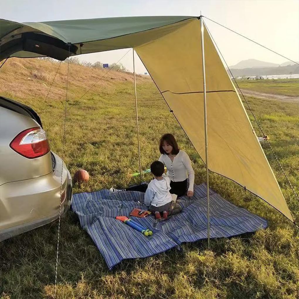 Tienda de Techo para vehículo, Tienda de Techo con Bloque UV, Interior para Acampar, poliéster para Coche, toldo automático, Impermeable, Verde