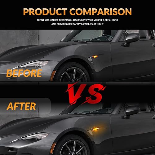 Miniatura 3 de Luces LED de posición laterales para parachoques delantero ámbar de señal de estacionamiento reflectores para Mazda MX-5 Miata ND 2016-2023, lente