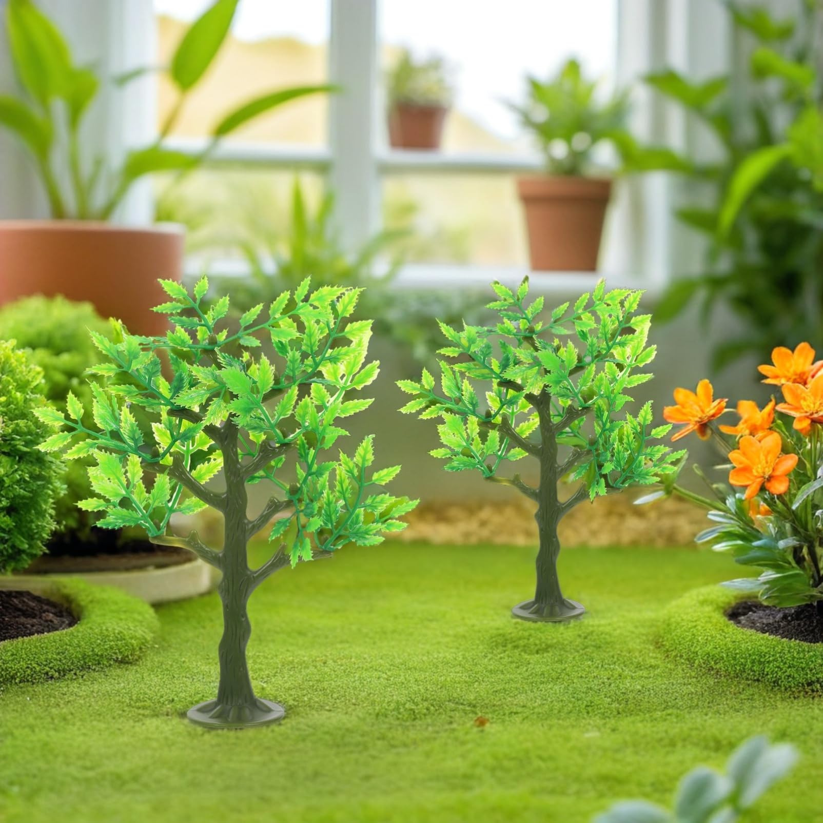 TOYANDONA - Lote de 12 árboles en miniatura de plástico para maquetas y dioramas escalera accesorios para casa de muñecas y jardín de hadas