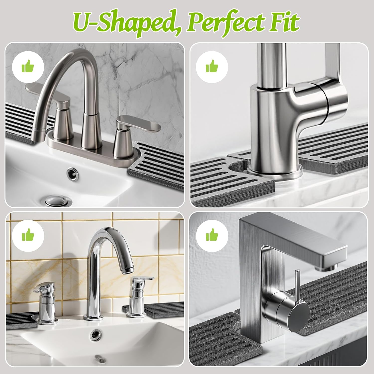 Stone Faucet Mat for Kitchen Sink, Diatomite Quick Dry Kitchen Sink Splash Guard, Durable Water Absorbent Stone Faucet Tray, Non-Slip Drying Mat for Bathroom Counter (Gray, 23.6" x 4")
