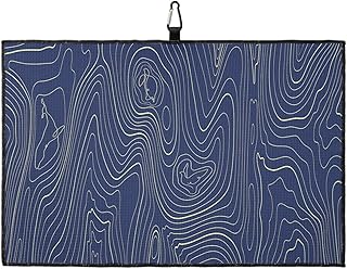OComster Navy Blue Golf Towel with Carabiner Clip, Abstract Mountains Line Minimalist Art Microfiber Waffle Pattern Golf Towel, Golf Accessories for Cleaning Clubs and Balls, 24x16 in
