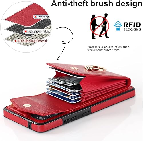 Miniatura 8 de Asuwish Funda de teléfono para Samsung Galaxy A52A52S 5G, funda de cartera con protector de pantalla de vidrio templado y anillo de bloqueo RFID,