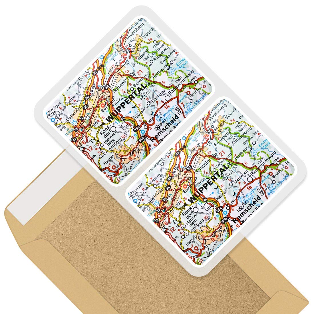 Destination Vinyl Ltd Multi Rectangle Stickers (Set Of 2) 10Cm - Wuppertal City Germany German Travel Map Decals For Laptops,Tablets,Luggage,Scrap Booking,Fridges, 46476