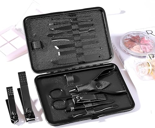 Miniatura 6 de Kit de manicura y pedicura para cortar uñas, tijeras Vibrissac de 5 piezas, las mejores herramientas de cuidado para hombres y mujeres con estuche